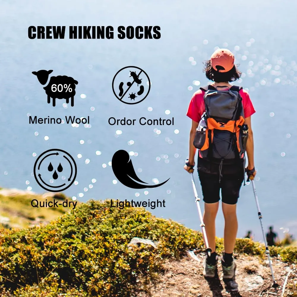 MERINO WOOL SOCKS MENS CUSHIONED CREW SOCKS 3 PACK