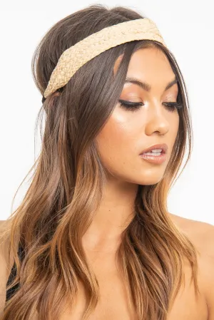 Natural Woven Black Tie Headband - Aanvi
