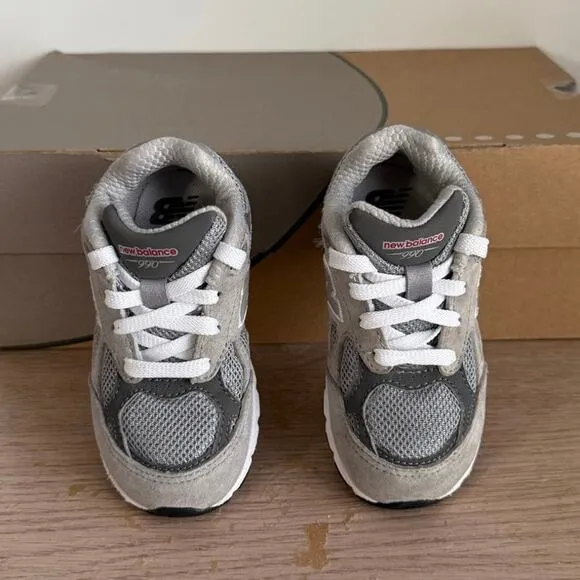 New Balance 990 Grey/White Toddler Sneakers - SZ 7 C