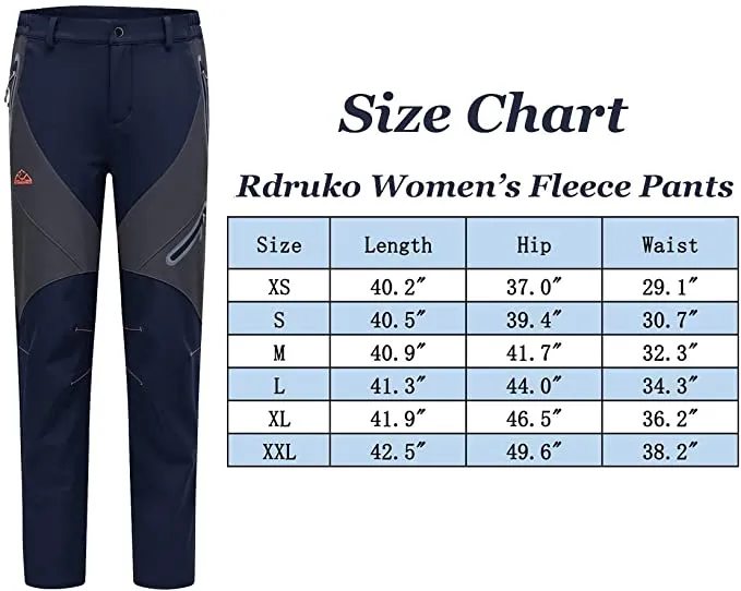 New Rdruko Women's Waterproof Windproof Fleece Lined Warm Hiking Ski Snow Insulated Pants, Sz L!