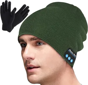 New Sminiker Bluetooth Beanie Hat V5.0 Bluetooth Hat Bluetooth Knit Cap Hands-Free, washable, Green