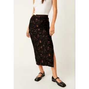 NWT FREE PEOPLE NWT Rosalie Velvet Midi Skirt / Black $108 retail!