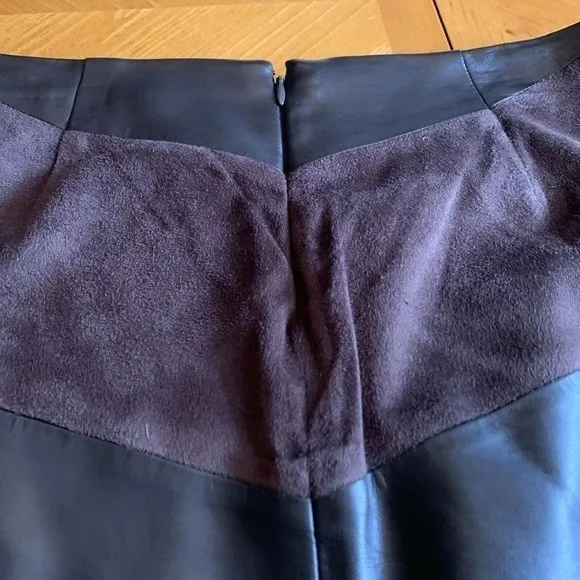 NWT The Limited Brown Black faux leather Suede A-line mini skirt,‎ sz 0 $69.95