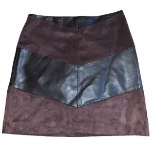 NWT The Limited Brown Black faux leather Suede A-line mini skirt,‎ sz 0 $69.95