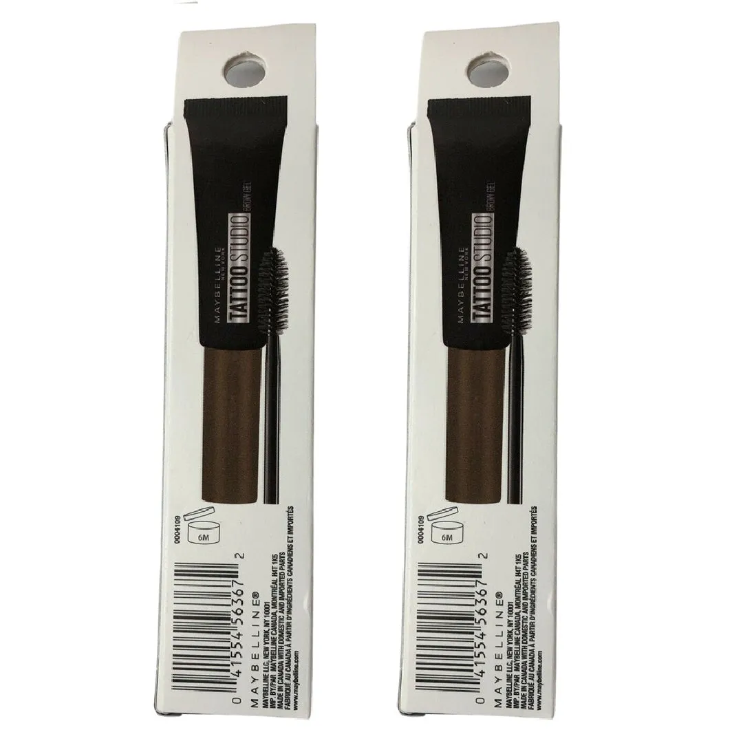 Pack of 2 Maybelline New York Tattoo Studio Waterproof Brow Gel, Warm Brown # 256