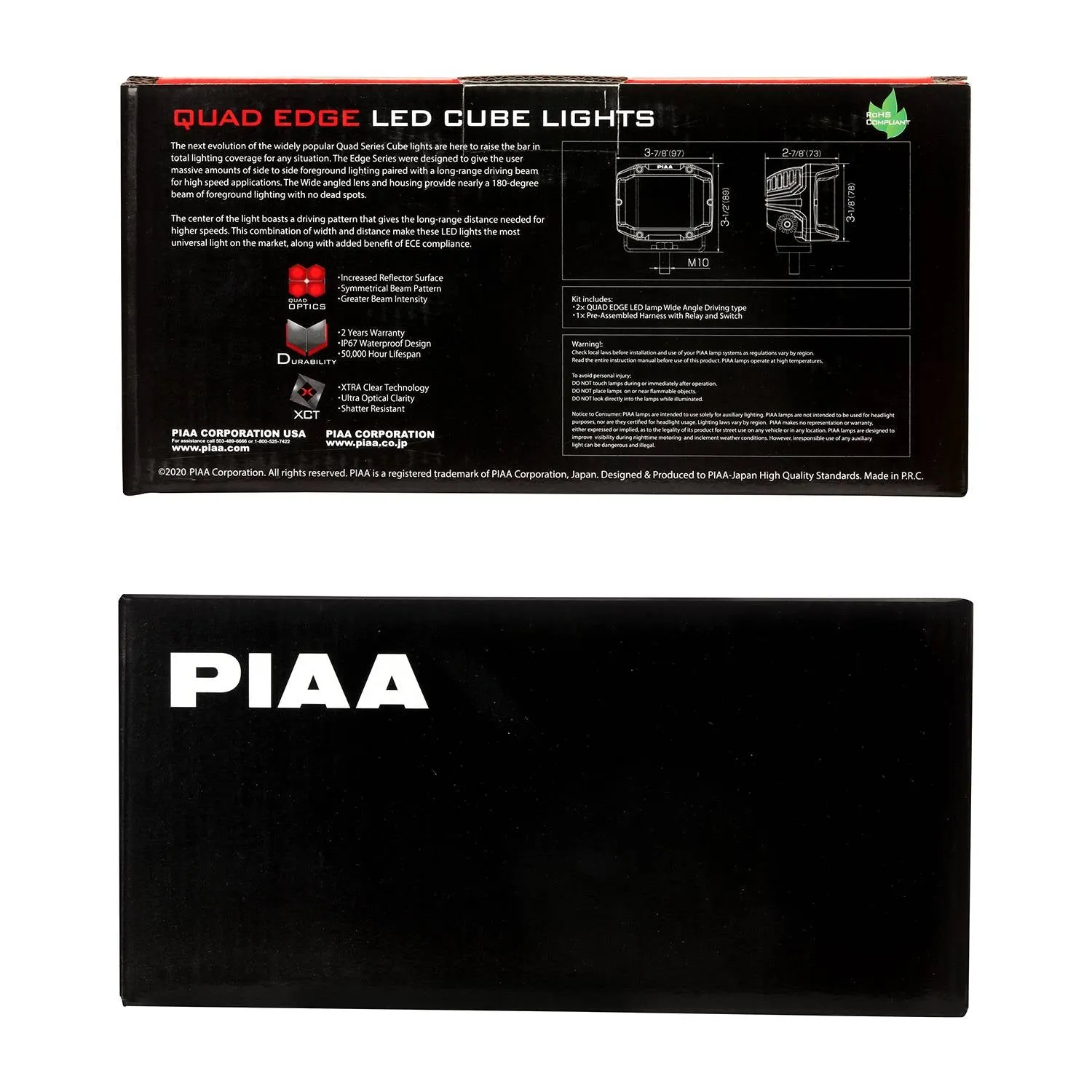 PIAA LED Light Bar Wide-Angle Driving Beam 5600K Quad Edge Cube 4"