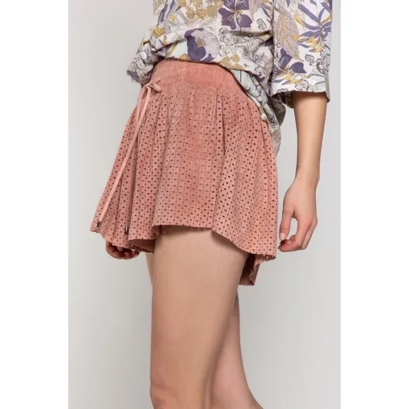 POL Mauve Pink Vegan Suede Elastic Waist Relaxed Fit Shorts