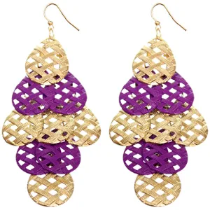 Purple Woven Teardrop Dangle Earrings