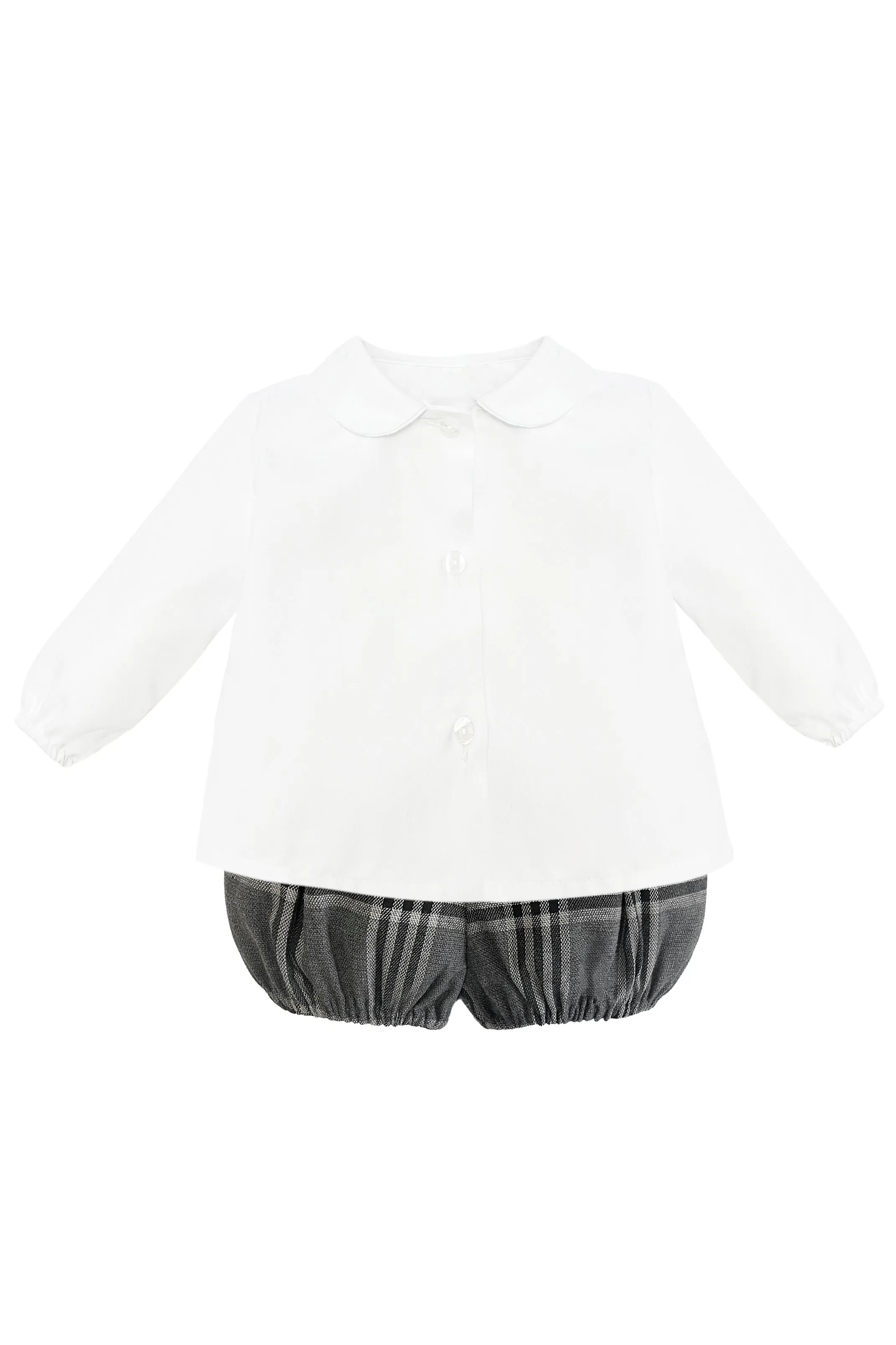 "Lucas" White Shirt & Grey Tartan Jam Pants