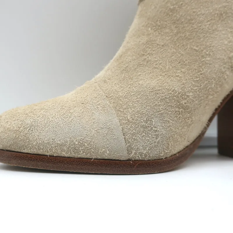 Rag & Bone Harrow Ankle Boots Stucco Suede Size 37.5 High Heel Booties