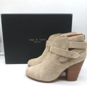 Rag & Bone Harrow Ankle Boots Stucco Suede Size 37.5 High Heel Booties