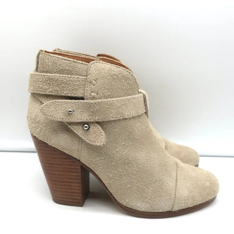 Rag & Bone Harrow Ankle Boots Stucco Suede Size 37.5 High Heel Booties