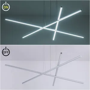 ROYAL PEARL 3 Light LED Pendant Light Modern Chandelier Linear Art Chandelier Adjustable Pendant Hanging Light Fixture for Living Dining Room Kitchen...