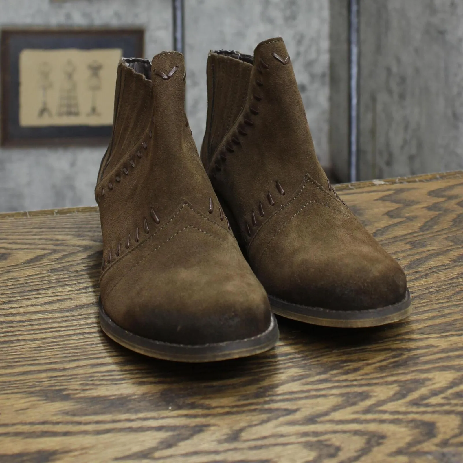 Ruff Hewn Womens Suede Ankle Booties 1674161dfafb38 Brown 6.5M