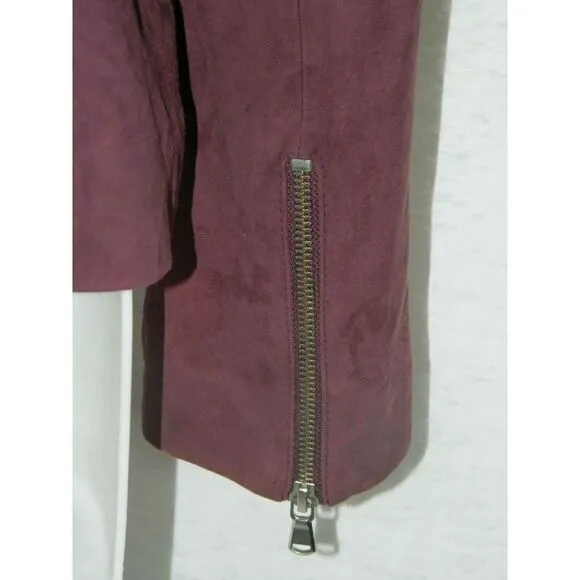 Saks Fifth Avenue Suede Moto Ruffle Jacket Size 8