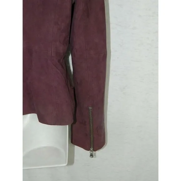 Saks Fifth Avenue Suede Moto Ruffle Jacket Size 8