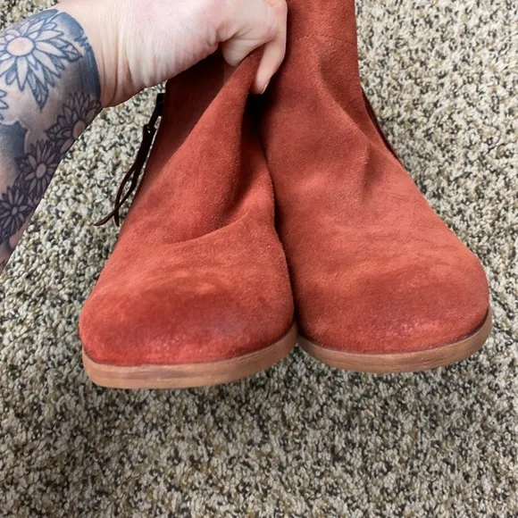 Sam Edelman Rust Red Packer Suede Ankle Bootie