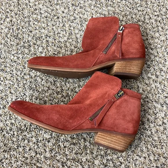 Sam Edelman Rust Red Packer Suede Ankle Bootie