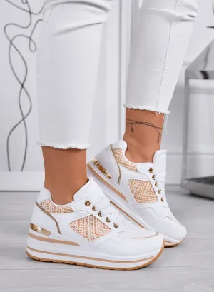 SELLY - Sneakers bianche con zeppa e dettagli ricamati