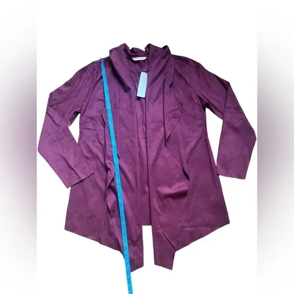 Shape Drape Faux Suede Jacket purple wine size large.