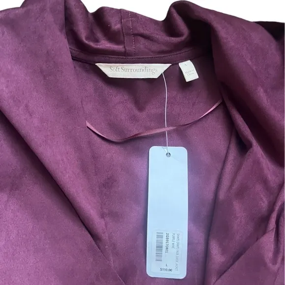 Shape Drape Faux Suede Jacket purple wine size large.