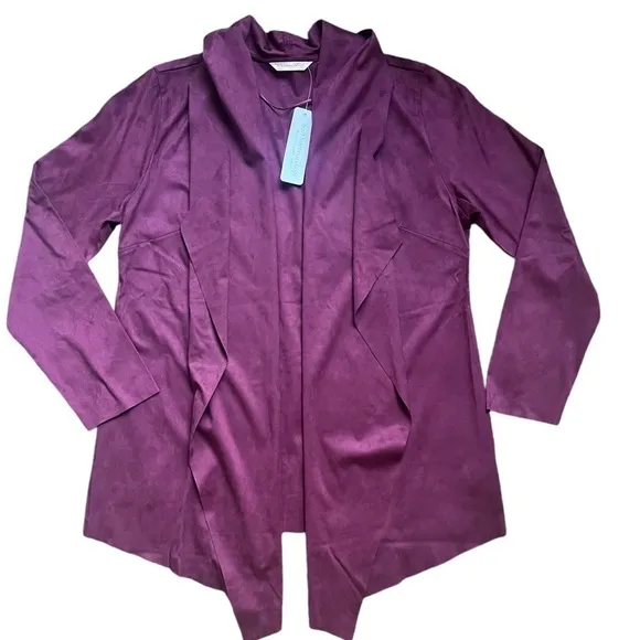 Shape Drape Faux Suede Jacket purple wine size large.