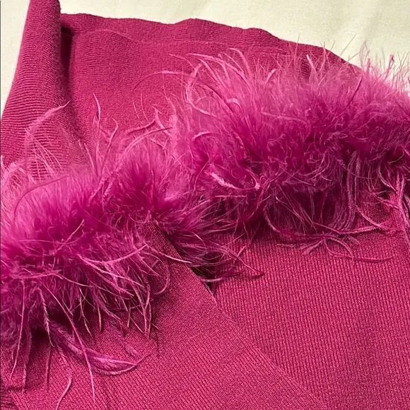 Sioni Milano Pink Sweater with Feather Cuffs