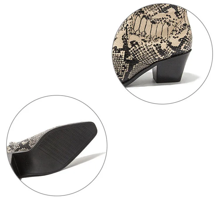 Snakeskin Booties Women's Fashion High-heeled Autumn Short Tube Thick with Martin Boots Booties
