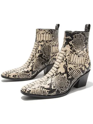 Snakeskin Booties Women's Fashion High-heeled Autumn Short Tube Thick with Martin Boots Booties