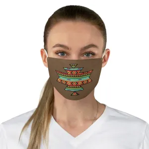 Southwestern Aztec Element With Colorful Stripes Pattern Printed on Faux Brown Suede Fabric Face Mask Southwestern Ethnic