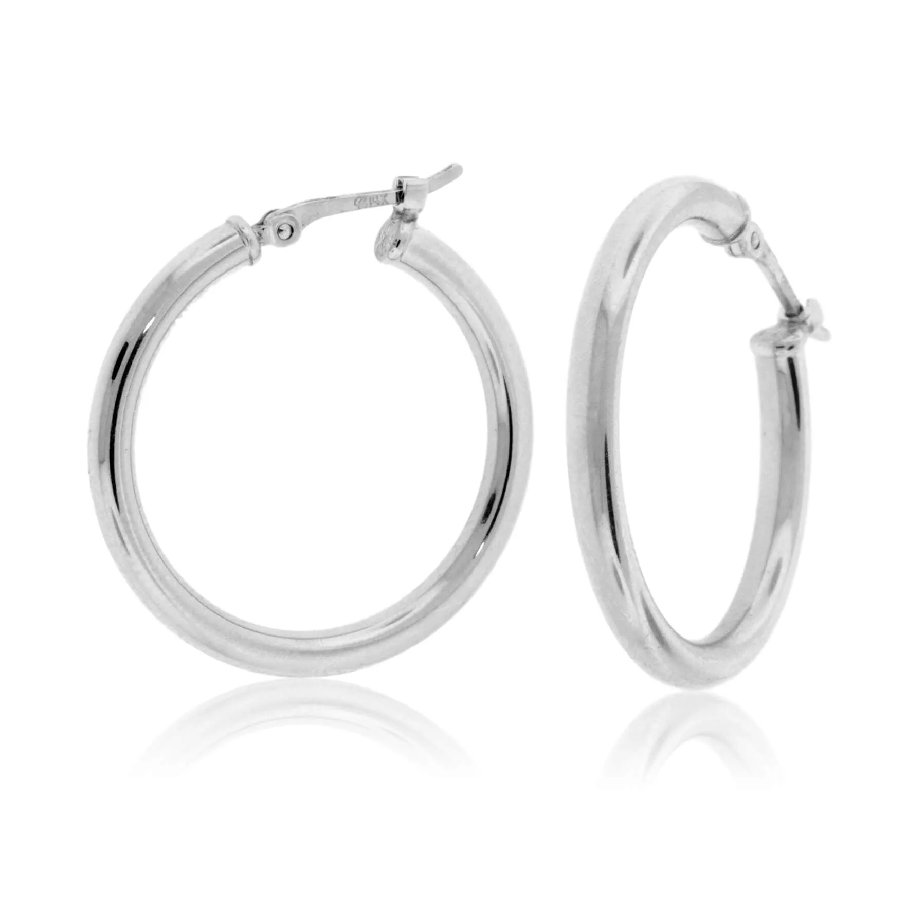 Sterling Silver Polished Tube Hoop Earrings