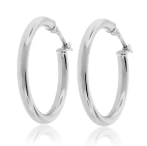 Sterling Silver Polished Tube Hoop Earrings