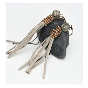 Stone and Suede Drop Earrings