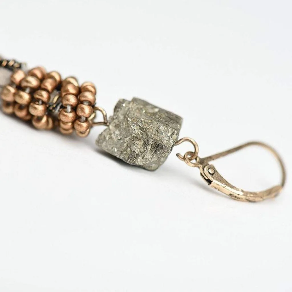 Stone and Suede Drop Earrings