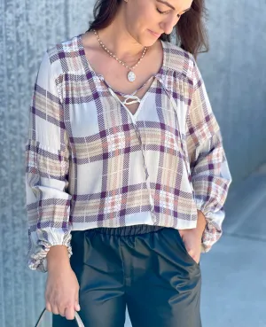 Stone Plum Plaid Blouse