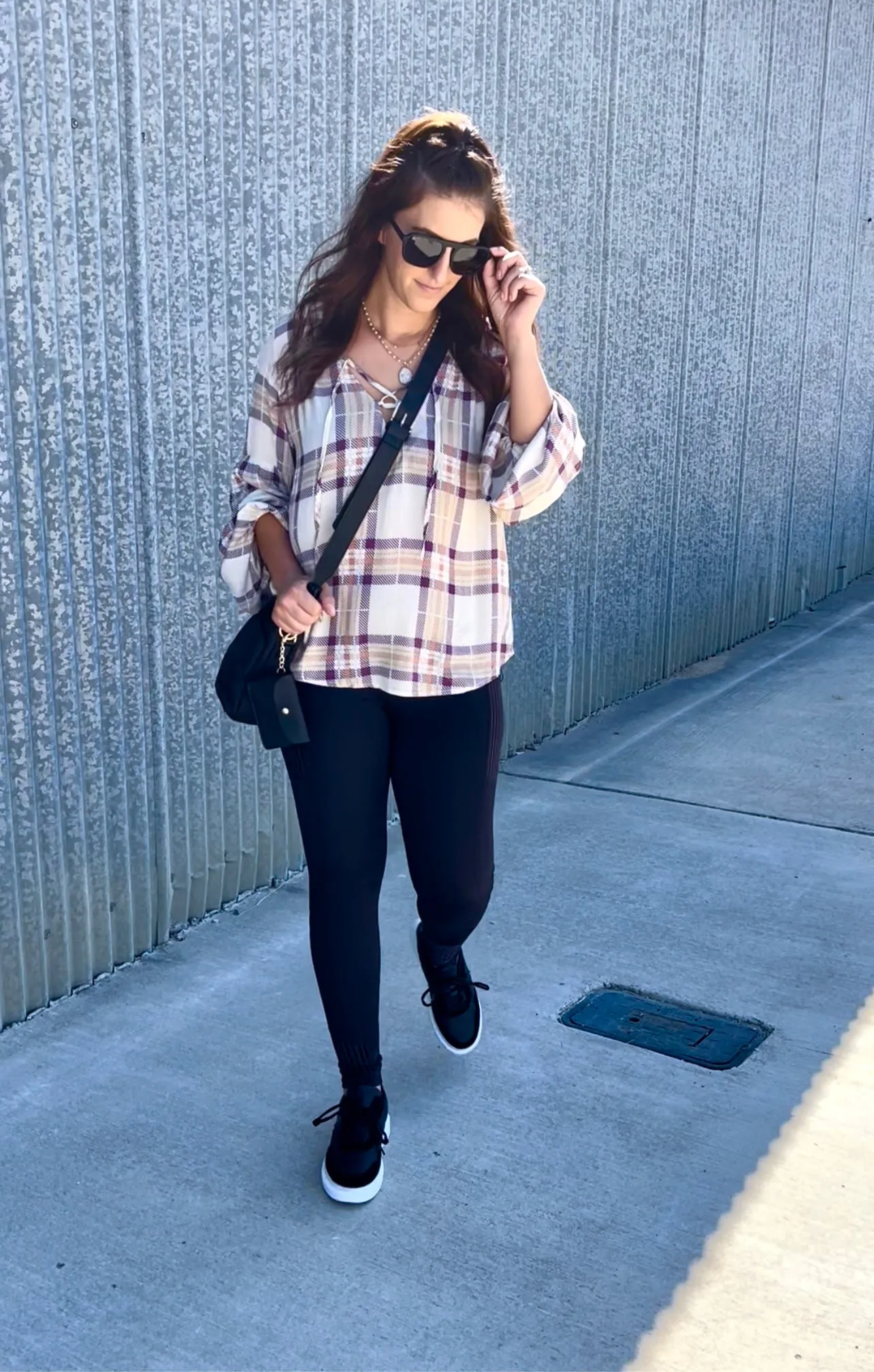 Stone Plum Plaid Blouse