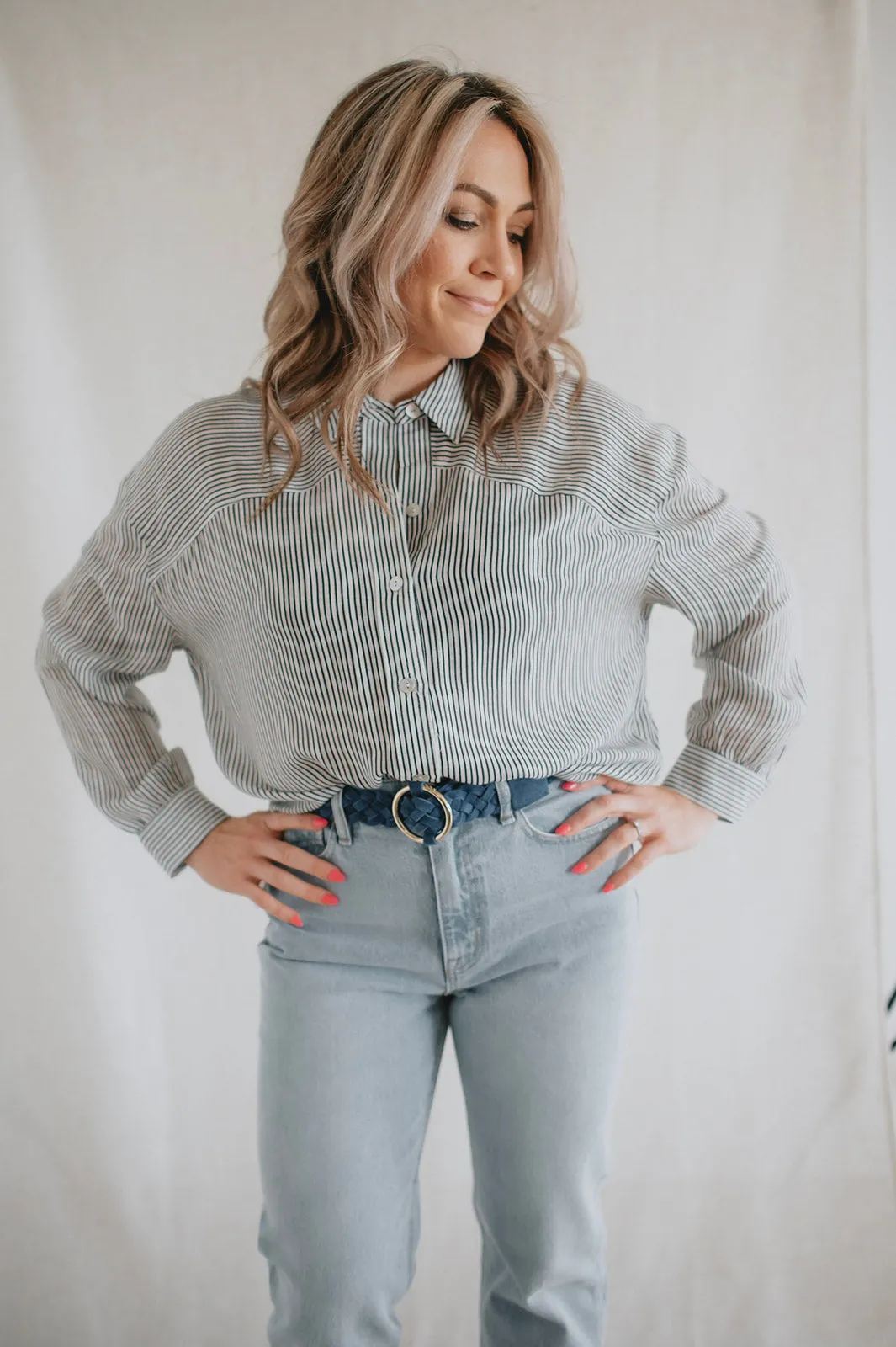 The Edona Suede Belt by FRNCH - Electric Blue
