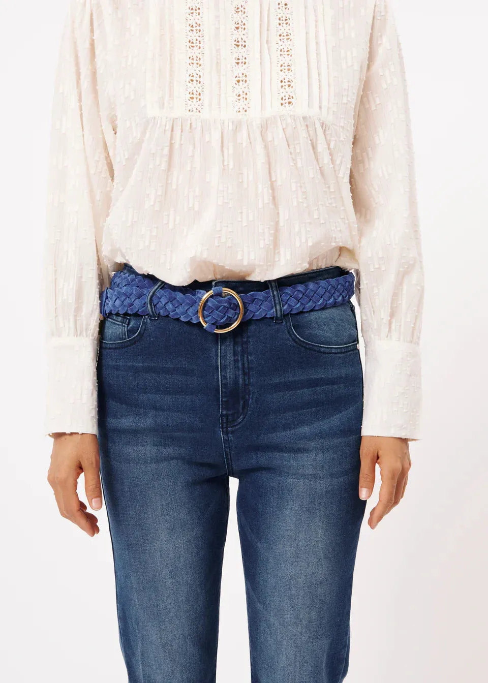 The Edona Suede Belt by FRNCH - Electric Blue