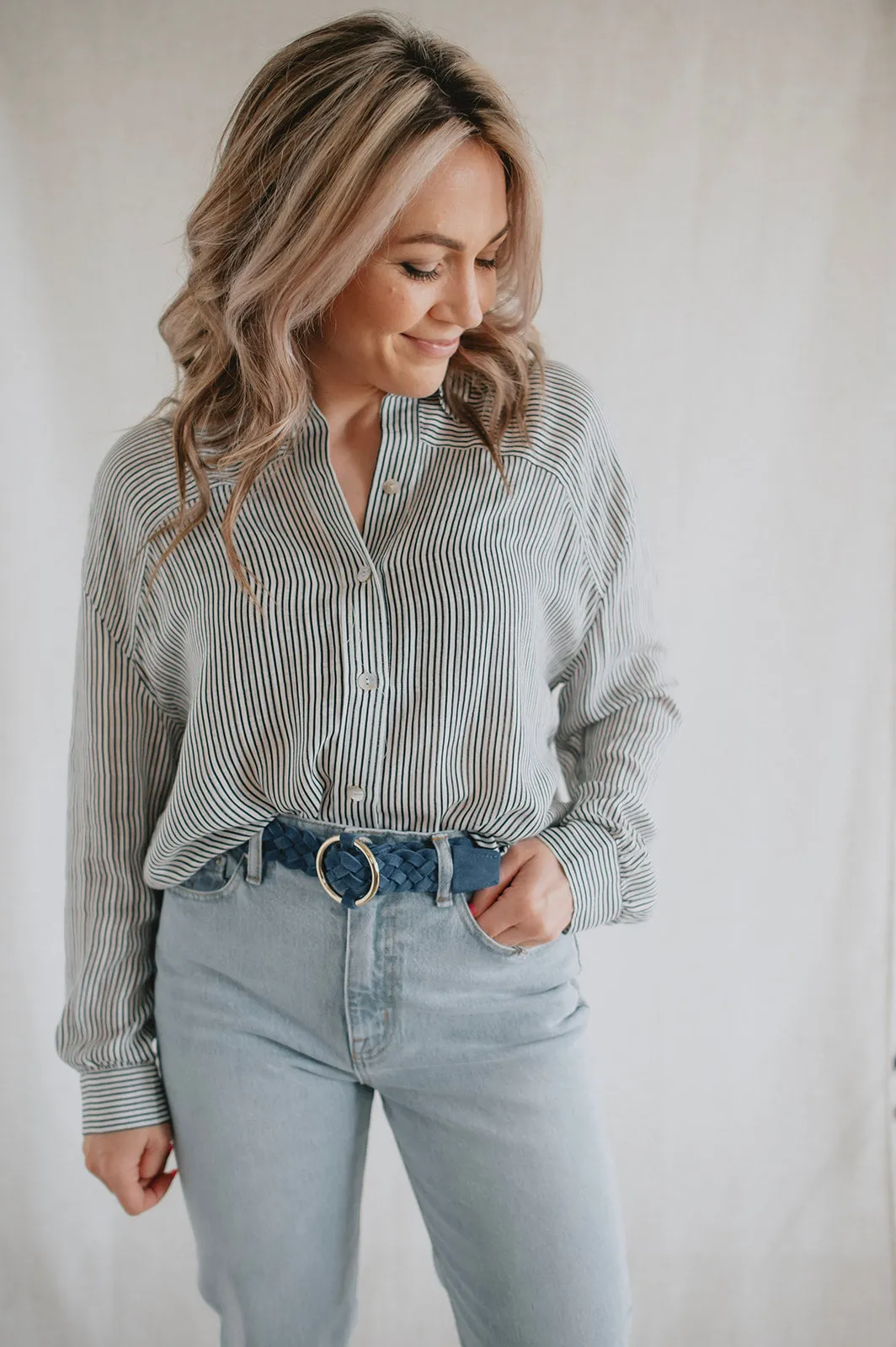 The Edona Suede Belt by FRNCH - Electric Blue