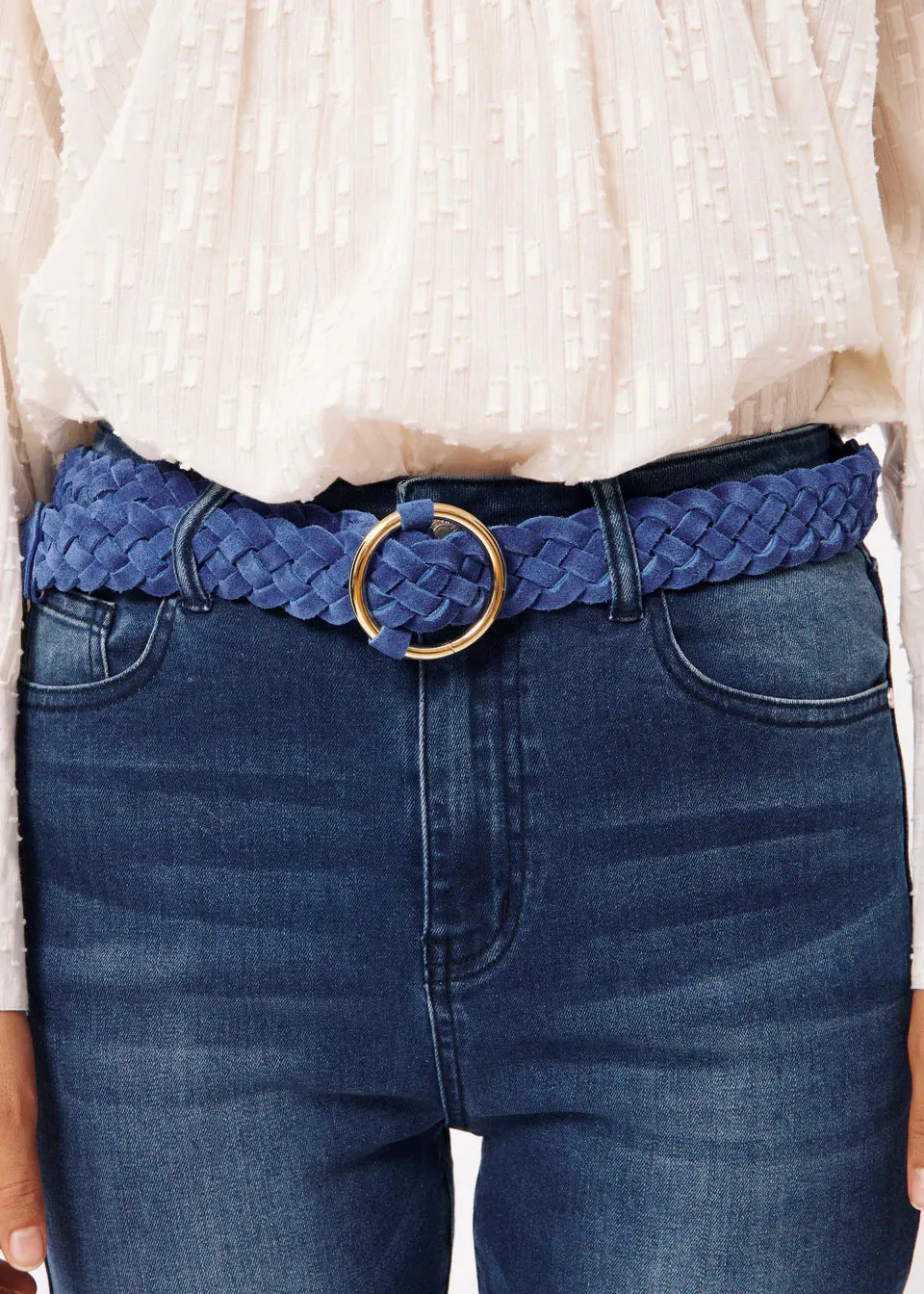 The Edona Suede Belt by FRNCH - Electric Blue