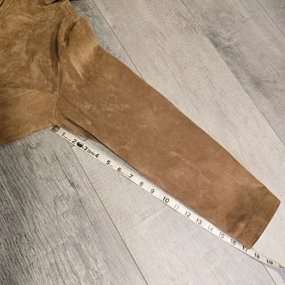 The Territory Ahead Womens Light Brown Genuine Suede Hooded Jacket Sz M