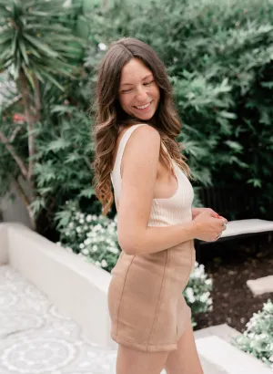 Tillie Suede Skirt (Taupe)