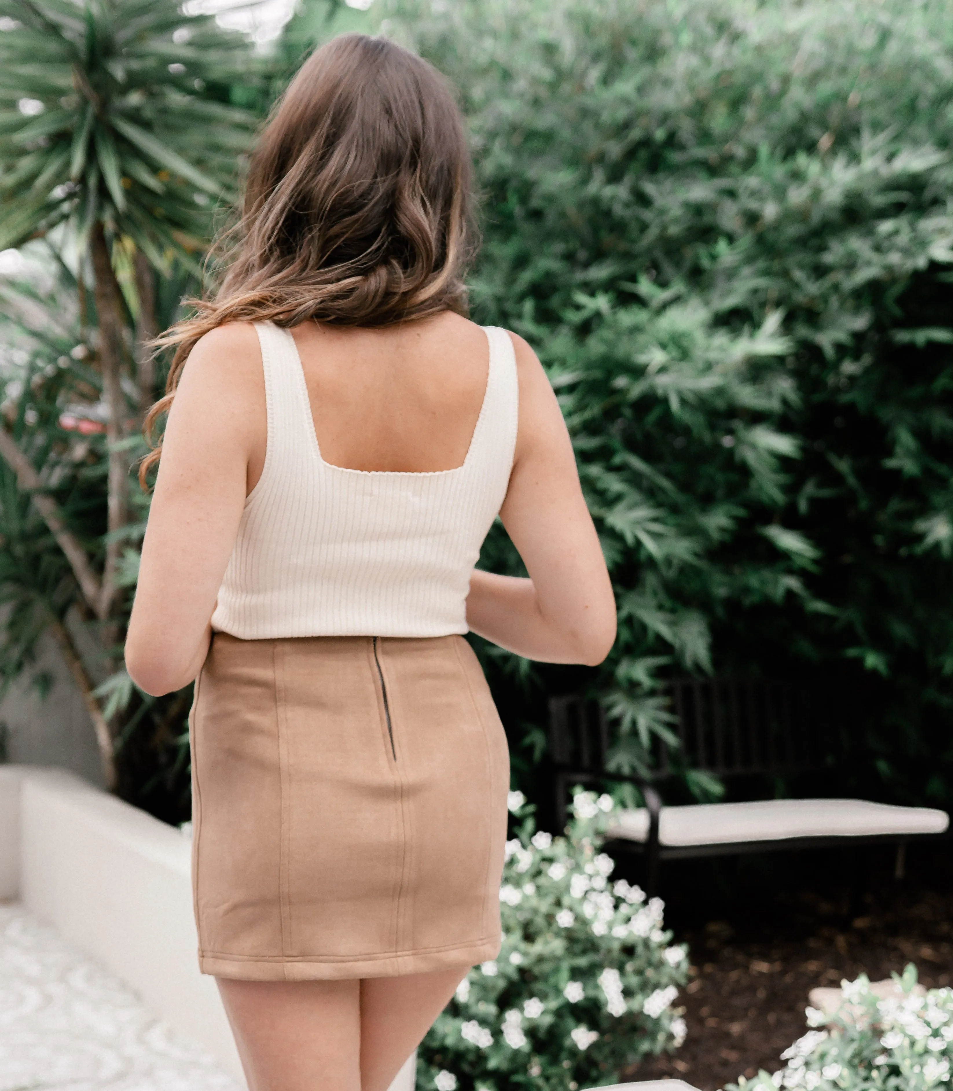 Tillie Suede Skirt (Taupe)
