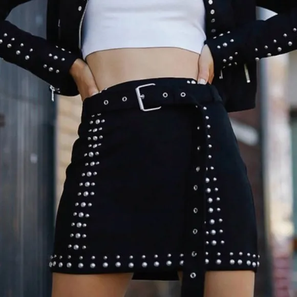 Tobi Faux Suede Studded Mini Skirt