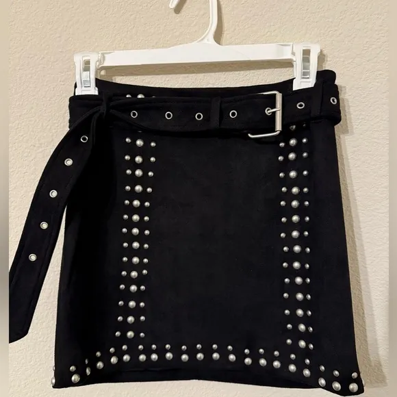 Tobi Faux Suede Studded Mini Skirt