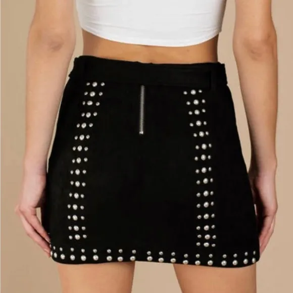 Tobi Faux Suede Studded Mini Skirt