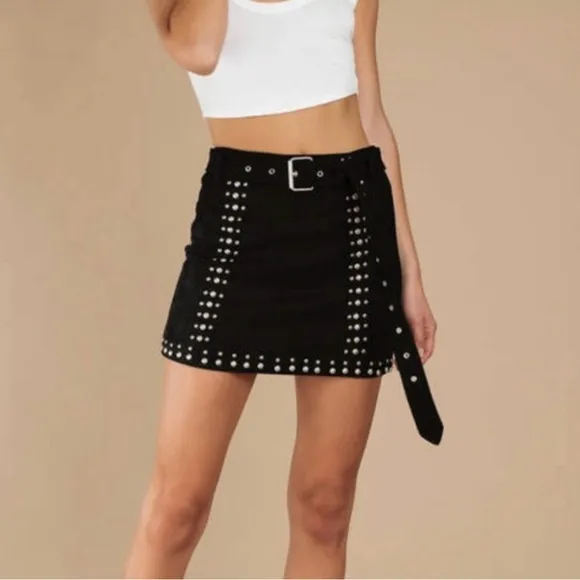 Tobi Faux Suede Studded Mini Skirt