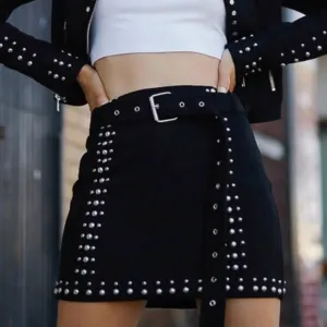 Tobi Faux Suede Studded Mini Skirt