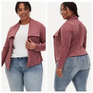 TORRID, Fall, Spring, Casual, Work Attire, Faux Suede Peplum Pink Blush Jacket