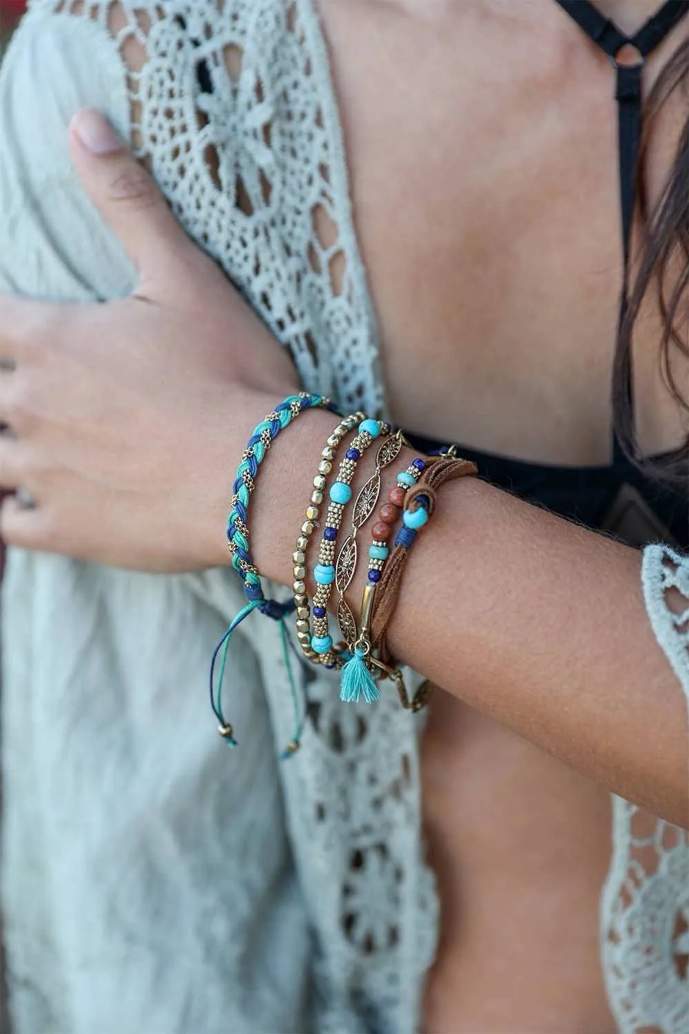 Turquoise Stackable Suede Bracelet: Turquoise
